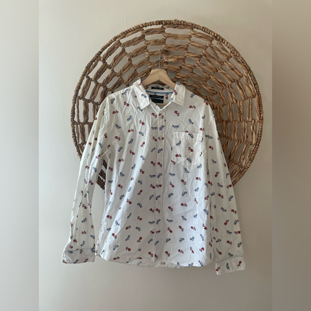 Denim and Flower White Patterned Shirt